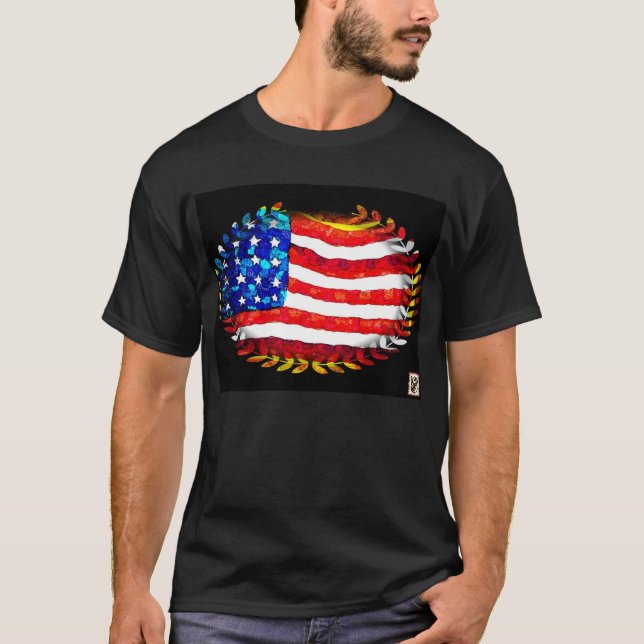 T-shirt drapeau américain ovale (Devant)