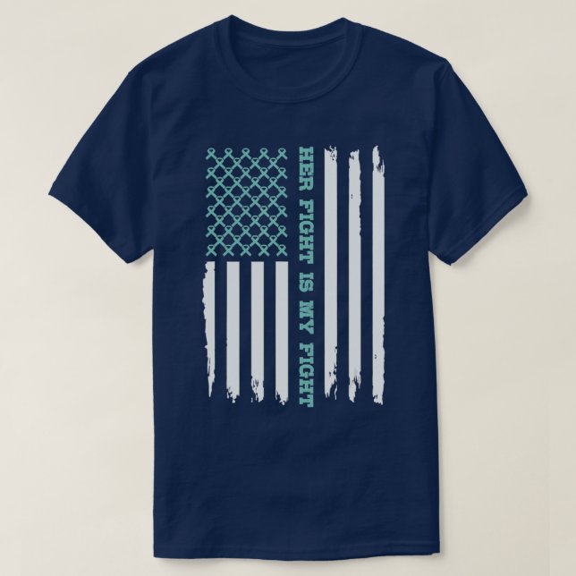 T-shirt DRAPEAU AMÉRICAIN OVARIAN Son combat est mon comba (Design devant)