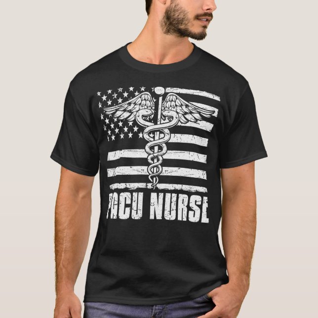 T-shirt Drapeau américain PACU Nurse (Devant)