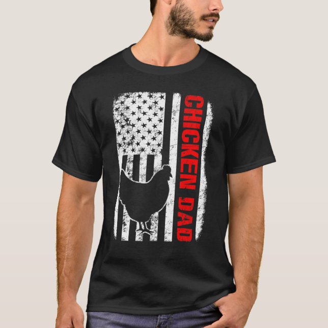 T-shirt Drapeau américain papa poulet (Devant)
