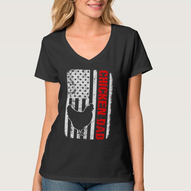 T-shirt Drapeau américain papa poulet (Devant)