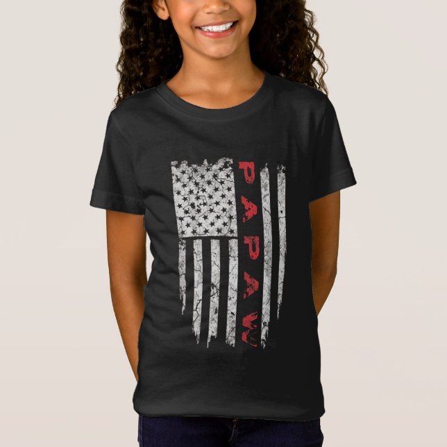 T-Shirt Drapeau américain Papaw Grand-père Cadeaux Hommes (Devant)