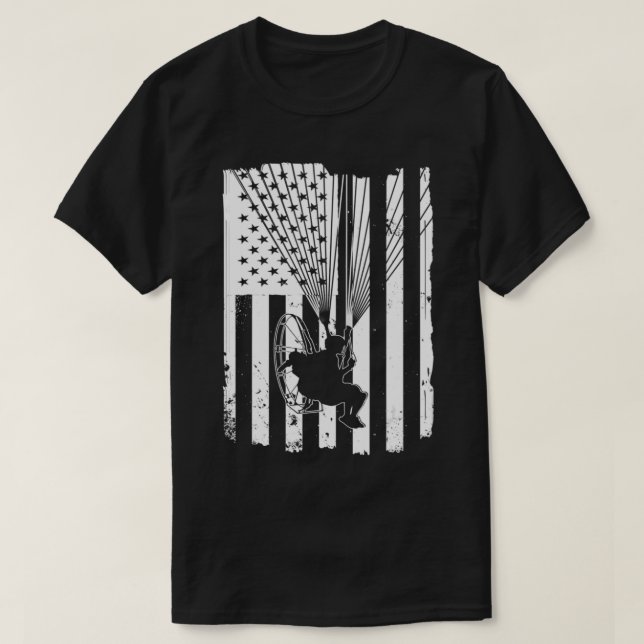 T-shirt Drapeau américain Paramotor Powered Paraglider (Design devant)