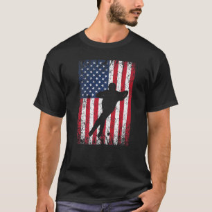 T-shirt Drapeau américain Patinage de vitesse en ligne Pat