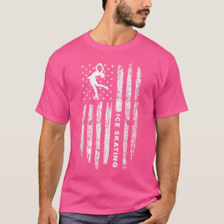 T-shirt Drapeau Américain Patinage sur glace Patinage sur