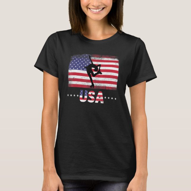 T-shirt Drapeau américain patinage sur glace Tea patriotiq (Devant)