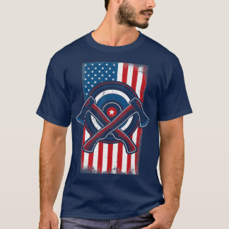 T-shirt Drapeau américain Patriot Ax Jetant le Cool Ax Thr