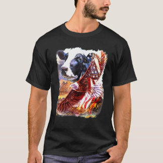 T-shirt Drapeau américain patriote Cow Cow Amour pour mon