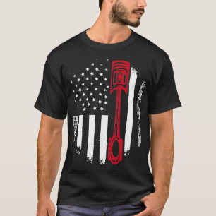 T-shirt Drapeau américain Patriotic Auto Mechanic Piston U