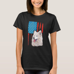 T-shirt Drapeau américain Patriotic Dog Samoyed