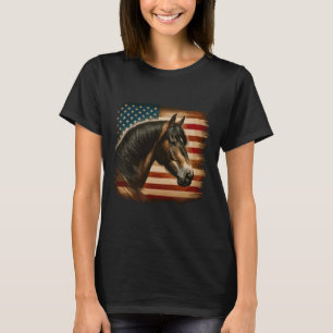 T-shirt Drapeau américain Patriotic Horse Horseback équita