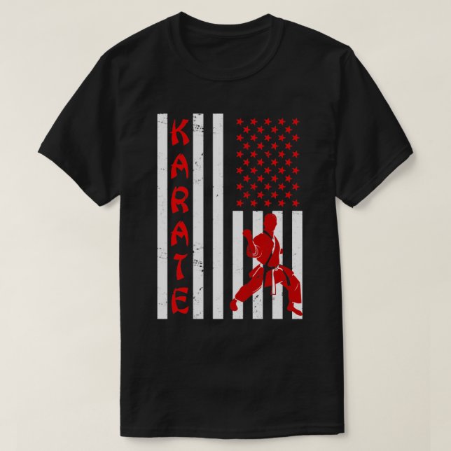 T-shirt Drapeau américain Patriotic Karate (Design devant)