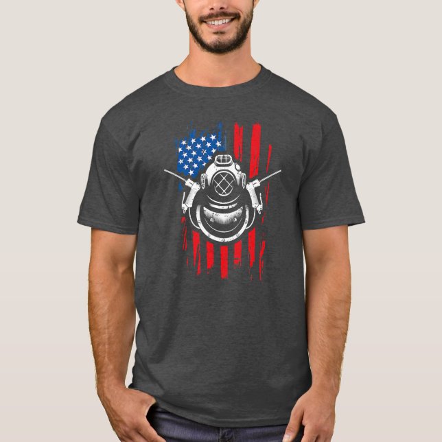 T-shirt Drapeau américain Patriotic Underwater Welding 4e  (Devant)