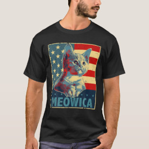 T-shirt Drapeau américain patriotique 4 juillet chat Meowi