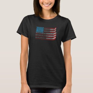 T-shirt Drapeau américain Patriotique 4 juillet Hockey T S