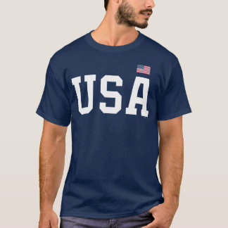 T-shirt Drapeau américain patriotique 4 juillet texte blan