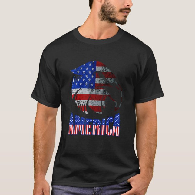 T-shirt Drapeau américain patriotique 4 juillet'aigle (Devant)