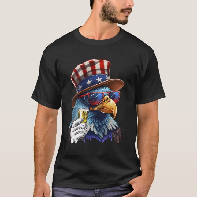 T-shirt Drapeau américain Patriotique Aigle lunettes de so (Devant)
