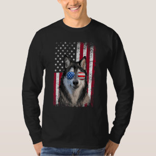 T-shirt Drapeau américain Patriotique Alaskan Malamute Chi