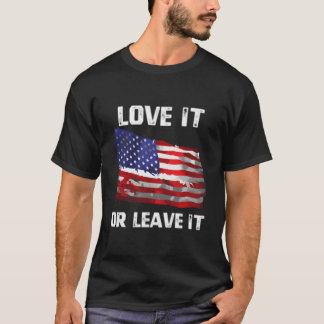 T-shirt Drapeau Américain Patriotique Amour ou Quitte-le C