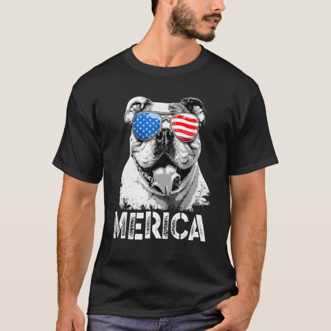 T-shirt Drapeau américain patriotique anglais de Merica Bu (Devant)