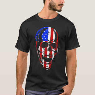 T-shirt Drapeau américain patriotique avec bloc de crâne p
