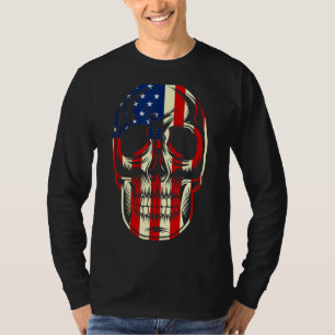 T-shirt Drapeau américain patriotique avec bloc de crâne p