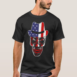 T-shirt Drapeau américain patriotique avec bloc de crâne p
