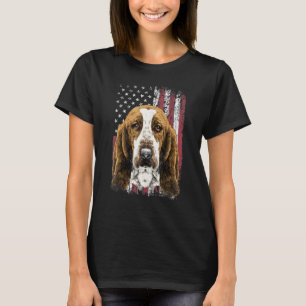 T-shirt Drapeau américain Patriotique Basset Hound Dog Usa