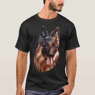 T-shirt Drapeau américain patriotique berger allemand