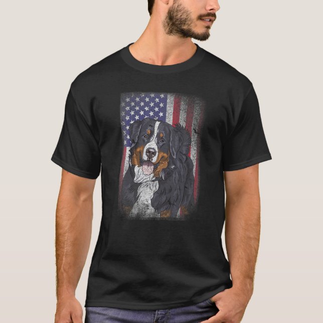 T-shirt Drapeau américain patriotique berger australien po (Devant)