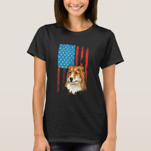 T-shirt Drapeau américain Patriotique Chien Shetland Sheep