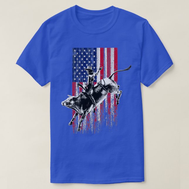 T-shirt Drapeau américain patriotique de Rodeo Bull Rider  (Design devant)