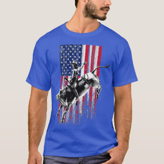 T-shirt Drapeau américain patriotique de Rodeo Bull Rider 