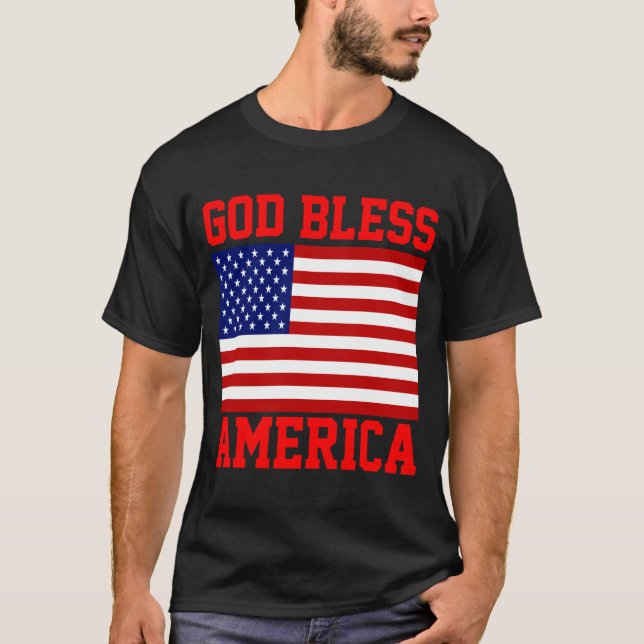T-shirt Drapeau américain patriotique Dieu bénisse l'Améri (Devant)