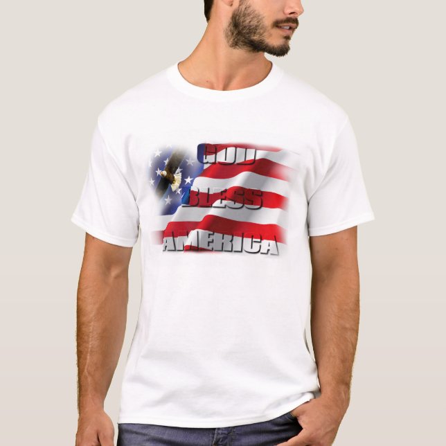T-shirt Drapeau américain Patriotique Dieu bénisse l'Améri (Devant)