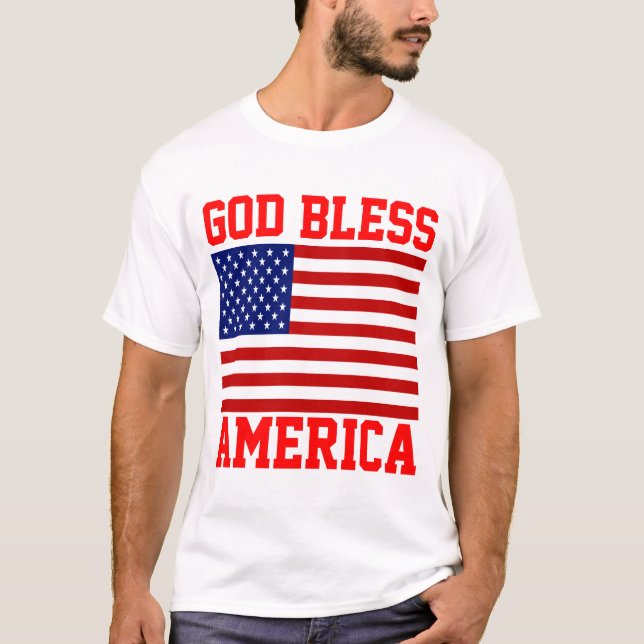 T-shirt Drapeau américain patriotique Dieu bénisse l'Améri (Devant)