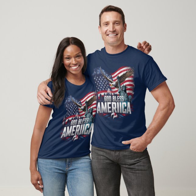T-shirt Drapeau américain patriotique Dieu bénisse l'Améri (Unisexe)