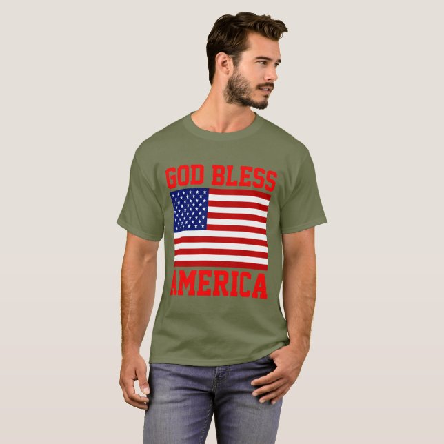T-shirt Drapeau américain patriotique Dieu bénisse l'Améri (Devant entier)