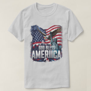 T-shirt Drapeau américain patriotique Dieu bénisse l'Améri