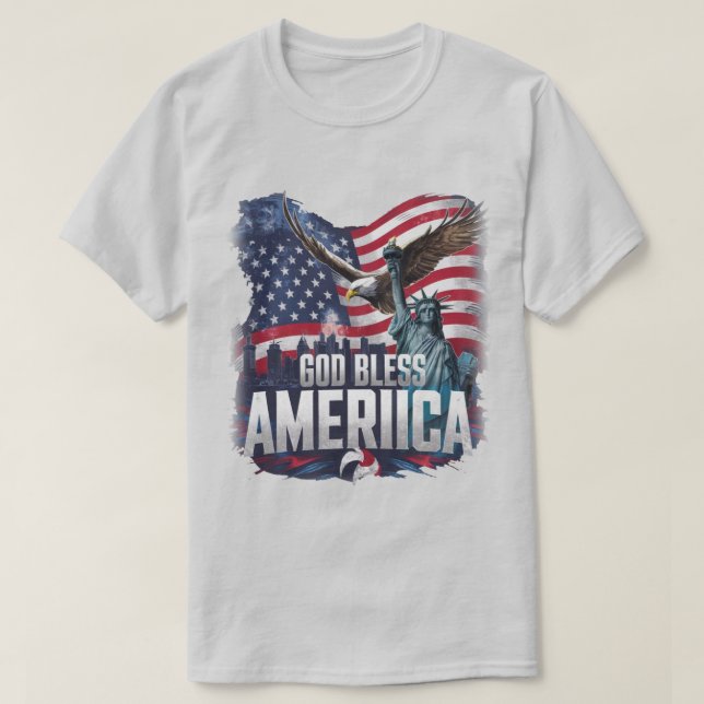 T-shirt Drapeau américain patriotique Dieu bénisse l'Améri (Design devant)
