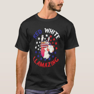 T-shirt Drapeau américain patriotique drôle lama rouge bla