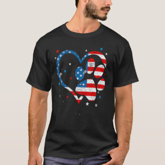 T-shirt Drapeau Américain Patriotique Empreinte De Patte D