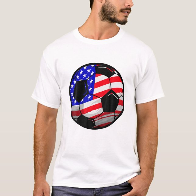 T-shirt Drapeau américain patriotique Football 4 juillet F (Devant)