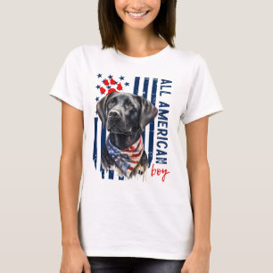T-shirt Drapeau américain patriotique garçon Black Labrado