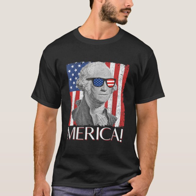 T-shirt Drapeau américain patriotique George Washington Me (Devant)