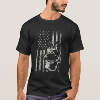 T-shirt Drapeau américain Patriotique Ger Shepherd 4 juill