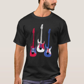 T-shirt Drapeau américain patriotique guitare rouge blanch