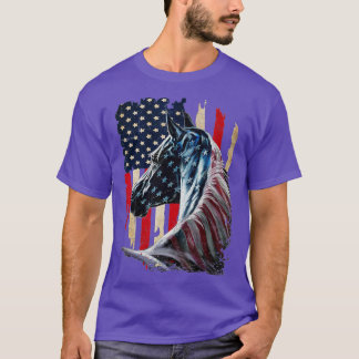 T-shirt Drapeau américain Patriotique Horse - Cheval Vinta