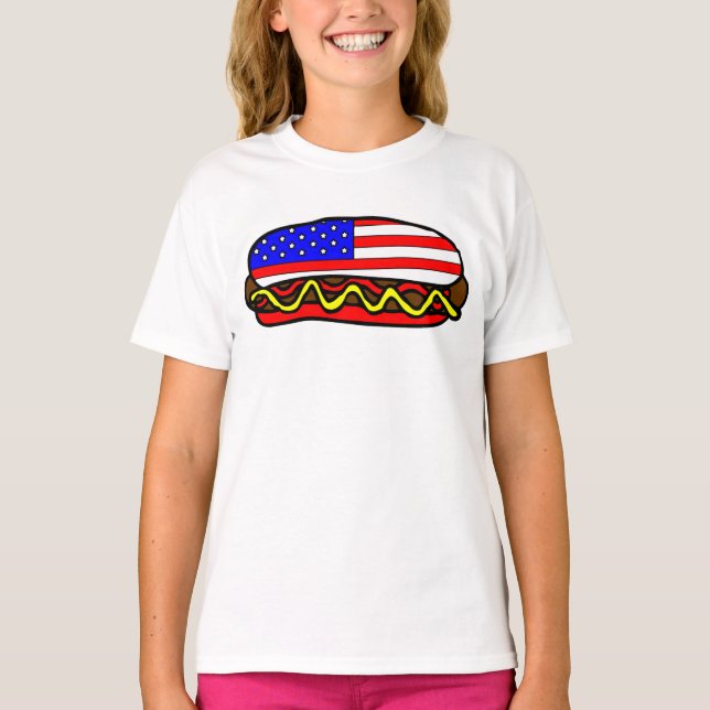 T-shirt Drapeau américain patriotique Hot Dog (Devant)